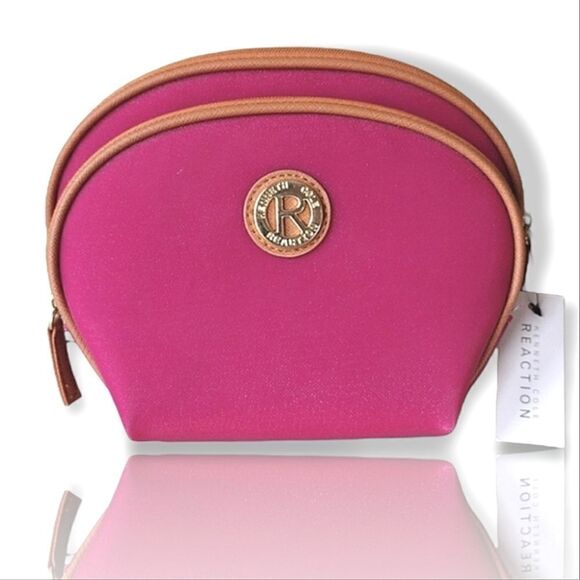 Kenneth Cole Sparkly Pink Two Piece Cosmetic Bag Traveler Set NWT - Picture 2 of 11